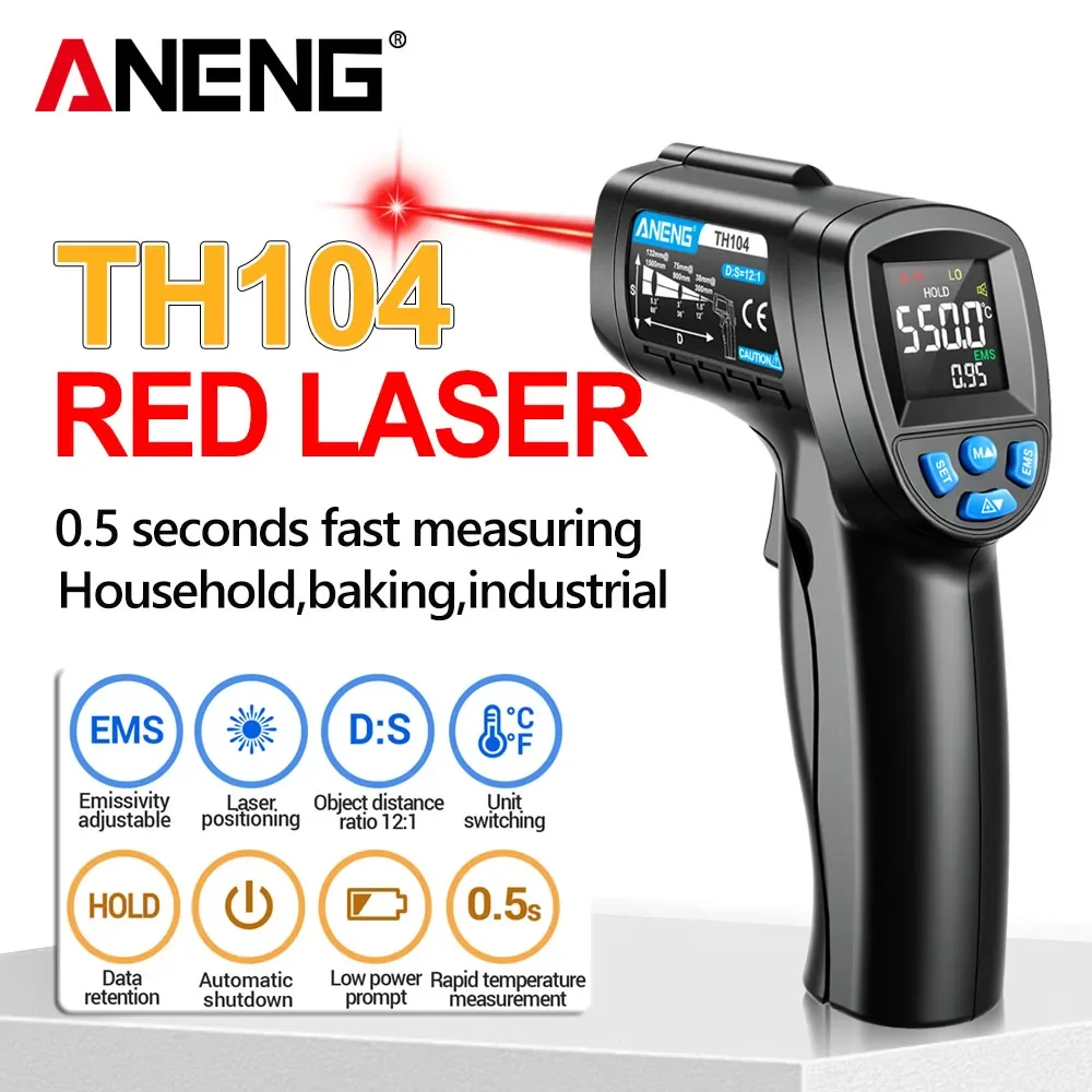 Industrial Laser Temperature Sensor - ANENG TH104 Ręczny termometr na podczerwień